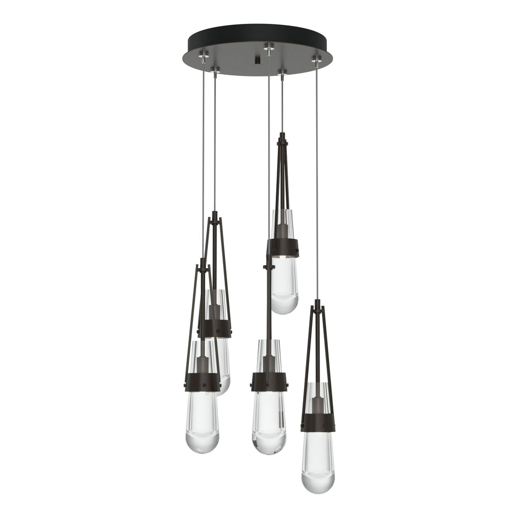 Link 5-Light Clear Glass Pendant 5-Light Clear Glass (ZM) in Oil Rubbed Bronze