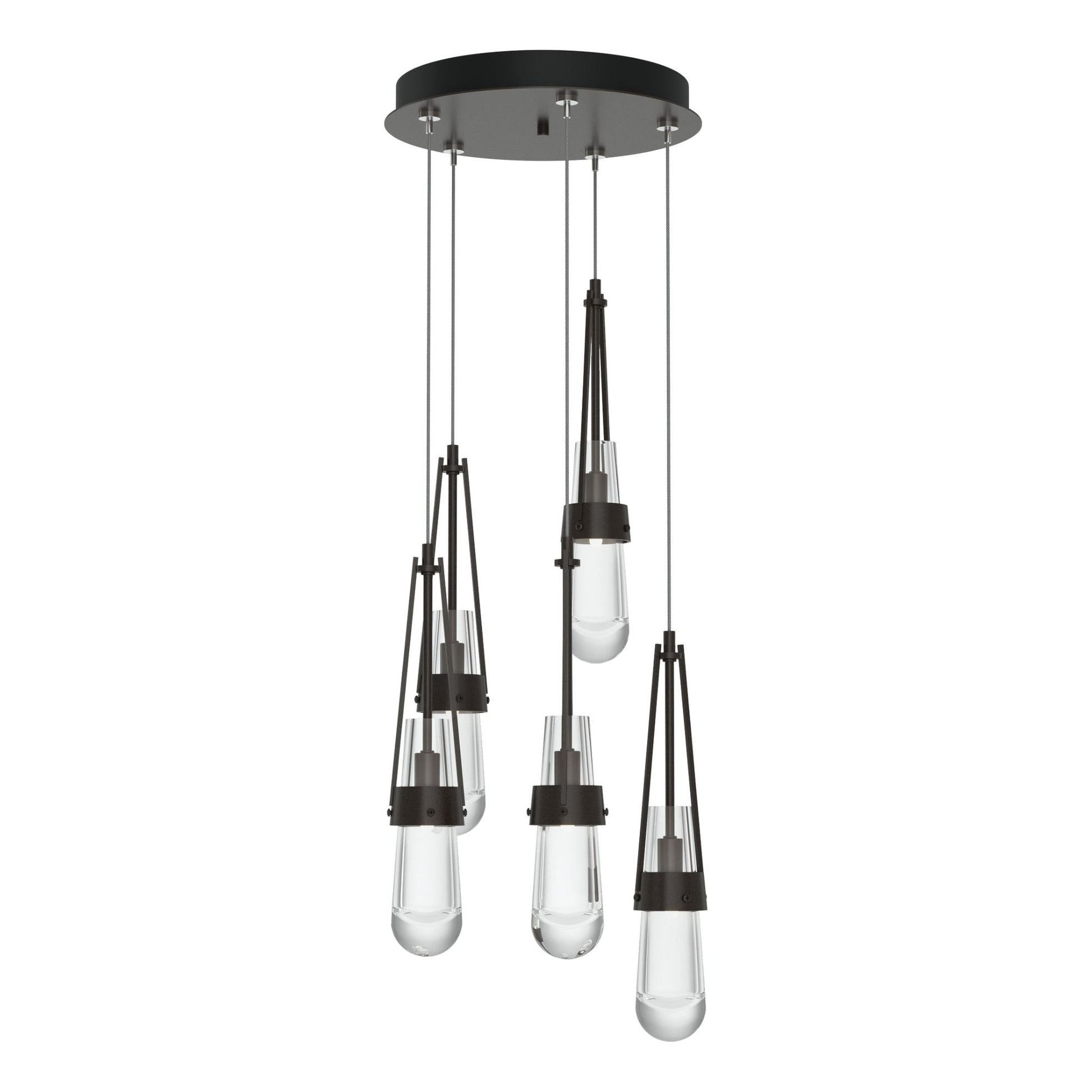 Link 5-Light Clear Glass Pendant 5-Light Clear Glass (ZM) in Oil Rubbed Bronze