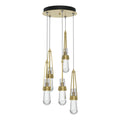 Link 5-Light Clear Glass Pendant 5-Light Clear Glass (ZM) in Modern Brass