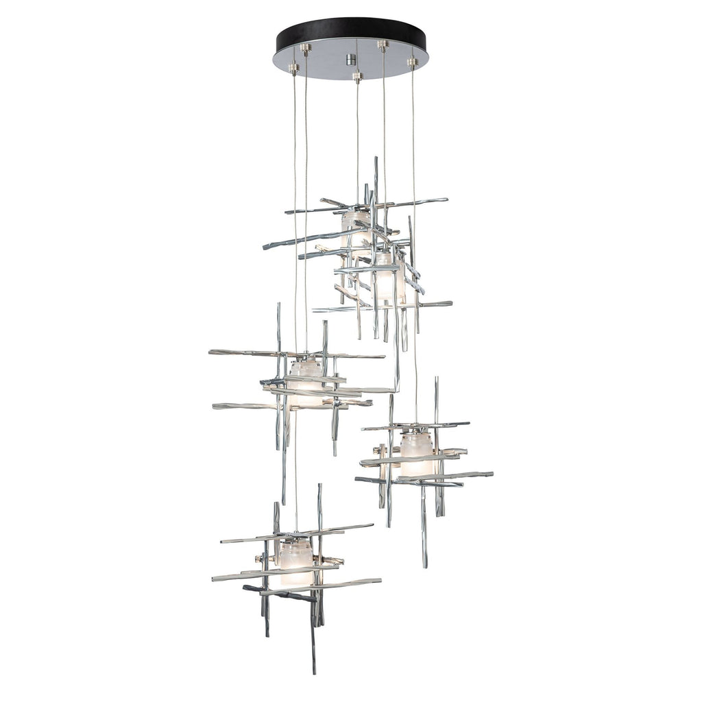 Tura 5-Light Frosted Glass Pendant 5-Light Cast Glass (YC) in Sterling