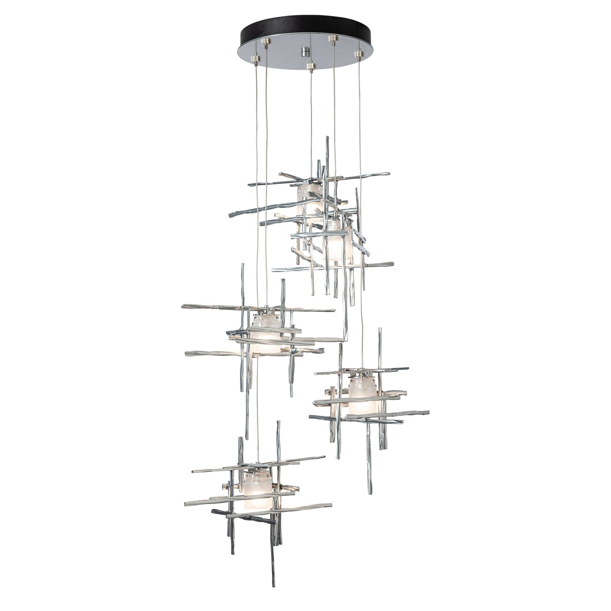 Tura 5-Light Frosted Glass Pendant 5-Light Cast Glass (YC) in Sterling