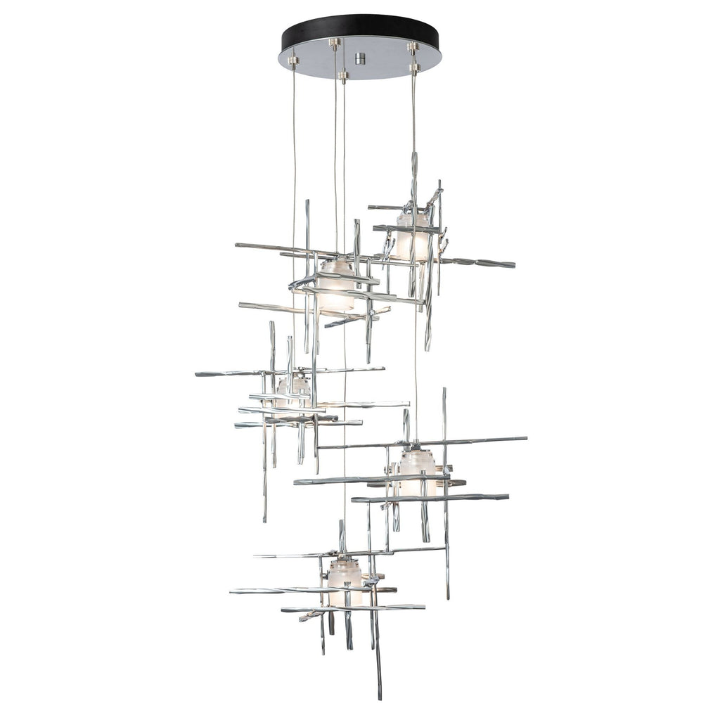 Tura 5-Light Frosted Glass Pendant 5-Light Cast Glass (YC) in Sterling