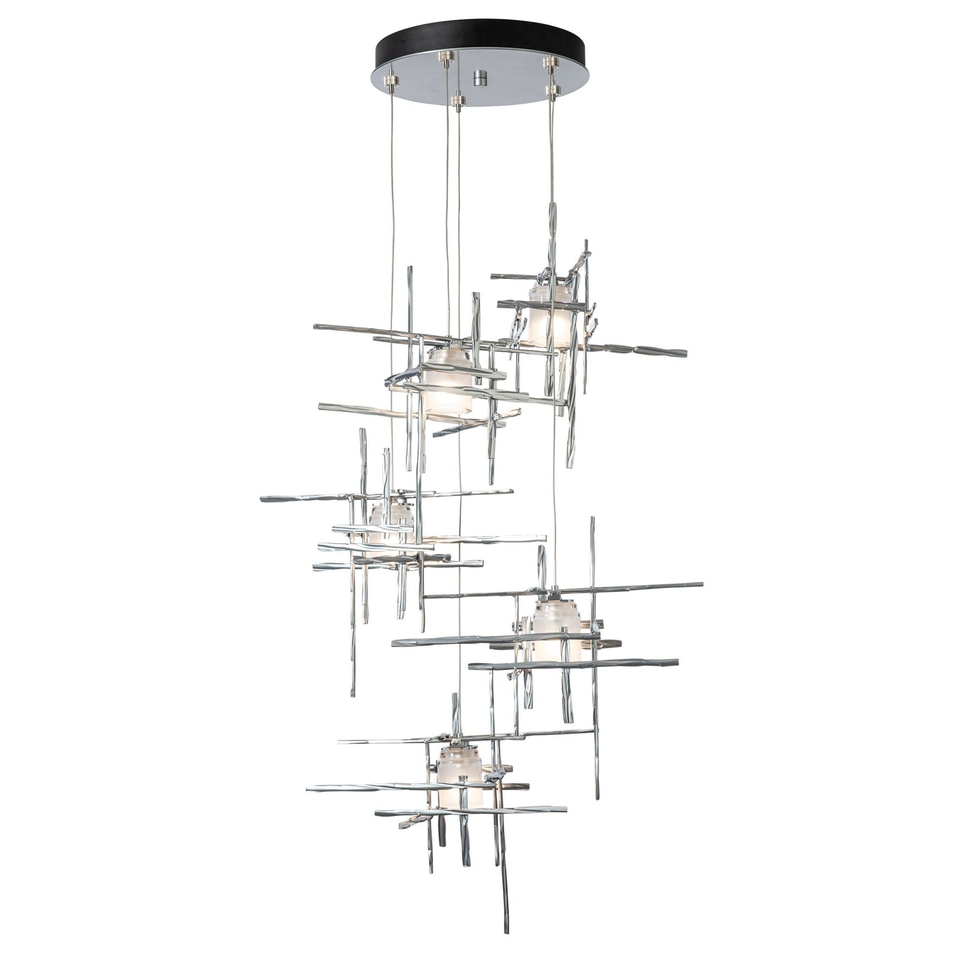 Tura 5-Light Frosted Glass Pendant 5-Light Cast Glass (YC) in Sterling