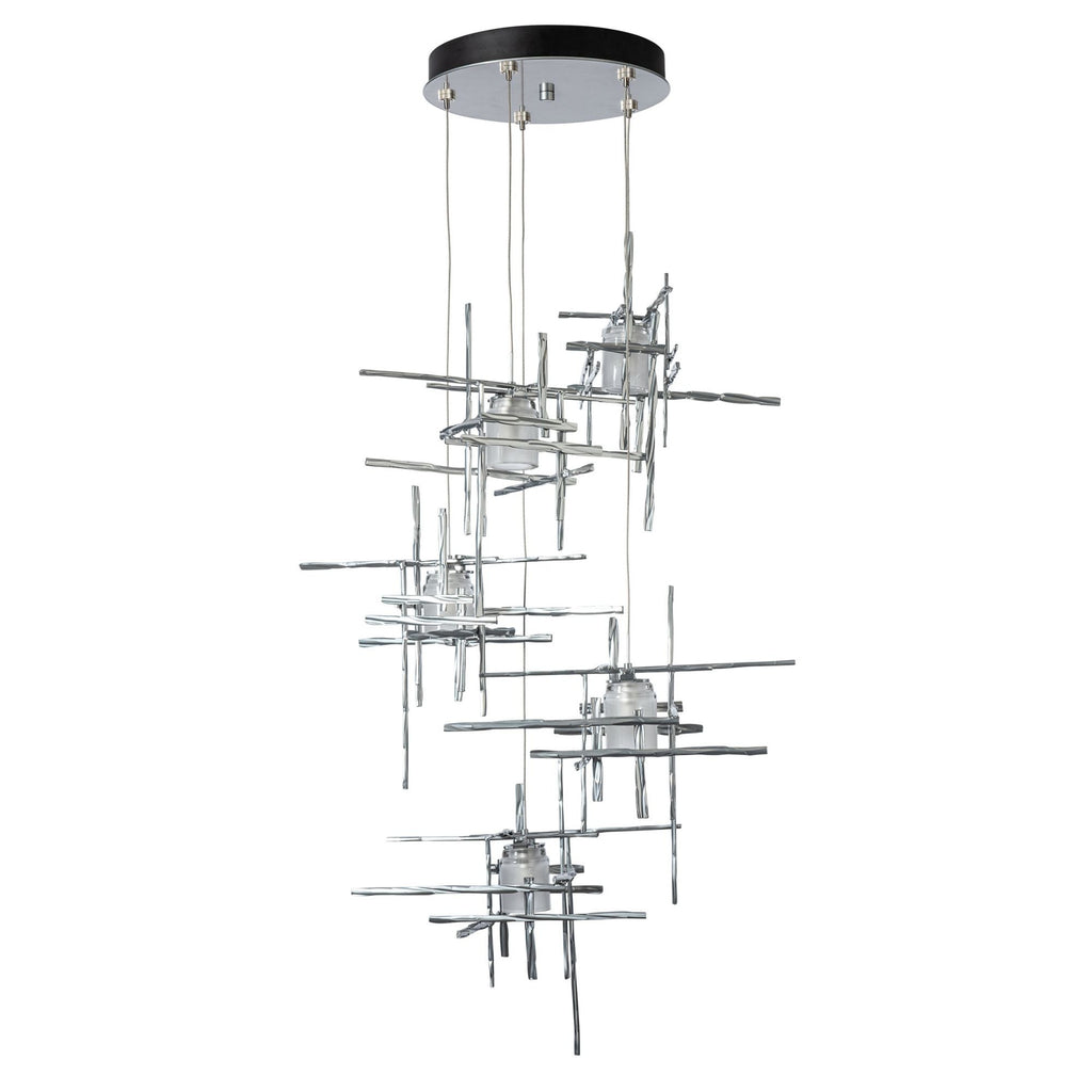 Tura 5-Light Frosted Glass Pendant 5-Light Cast Glass (YC) in Sterling