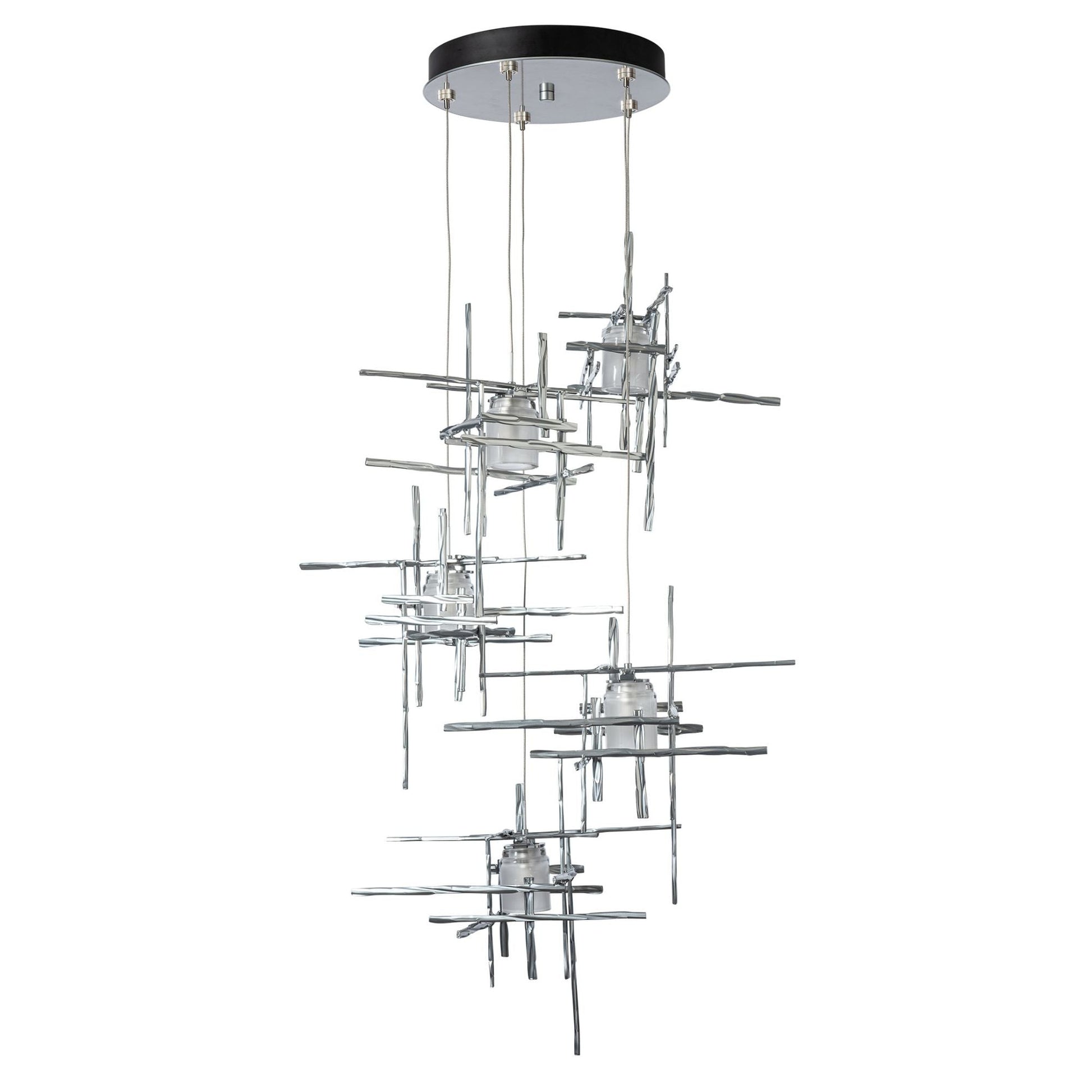 Tura 5-Light Frosted Glass Pendant 5-Light Cast Glass (YC) in Sterling