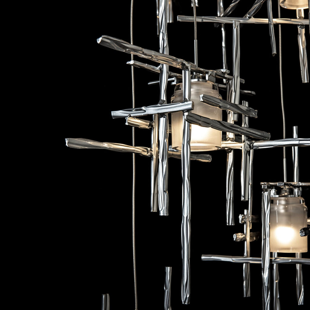 Tura 5-Light Frosted Glass Pendant 5-Light Cast Glass (YC) in Sterling