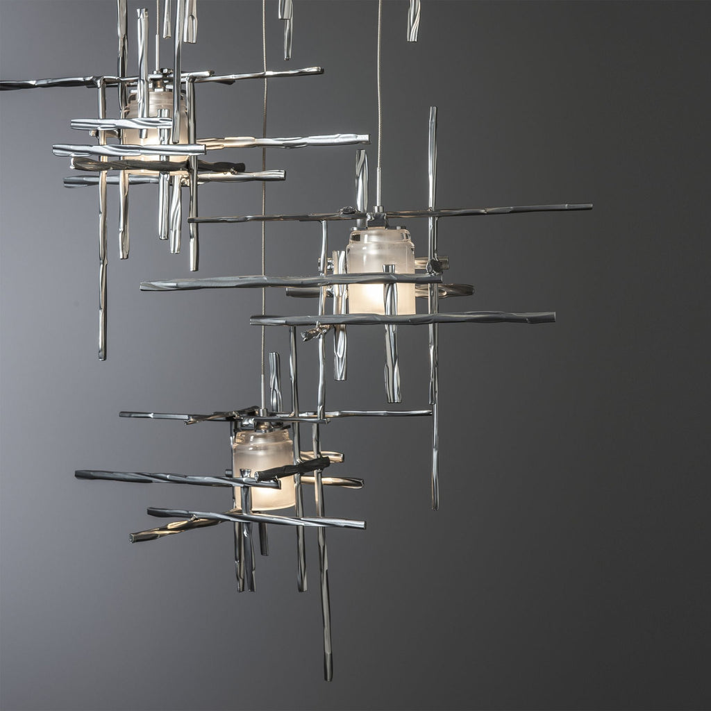 Tura 5-Light Frosted Glass Pendant 5-Light Cast Glass (YC) in Sterling
