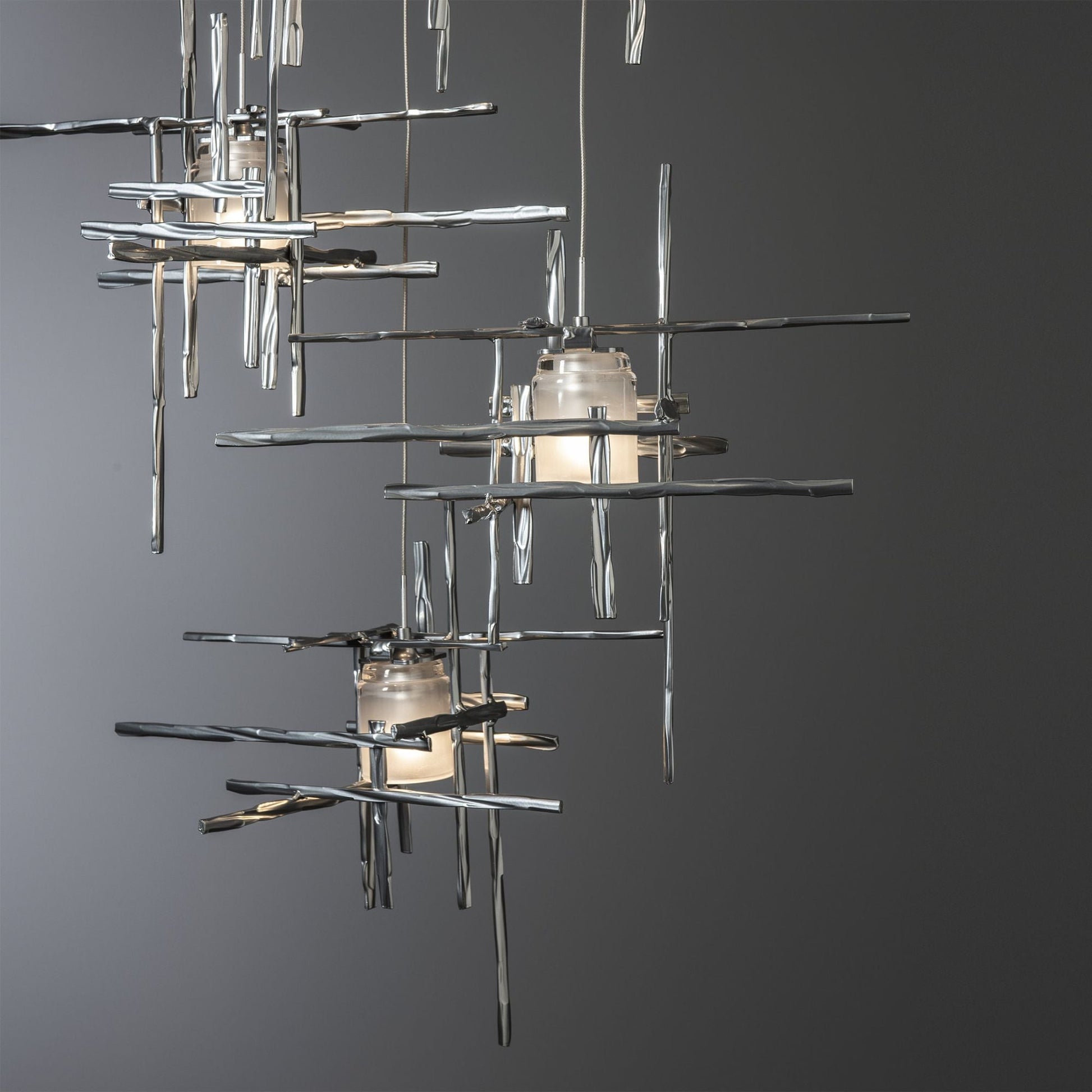 Tura 5-Light Frosted Glass Pendant 5-Light Cast Glass (YC) in Sterling