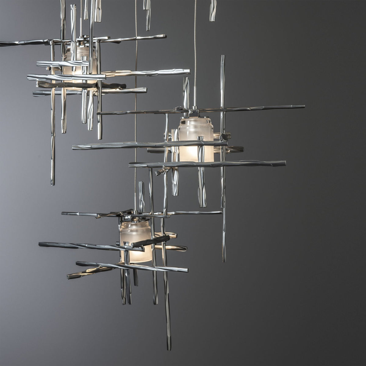 Tura 5-Light Frosted Glass Pendant 5-Light Cast Glass (YC) in Sterling
