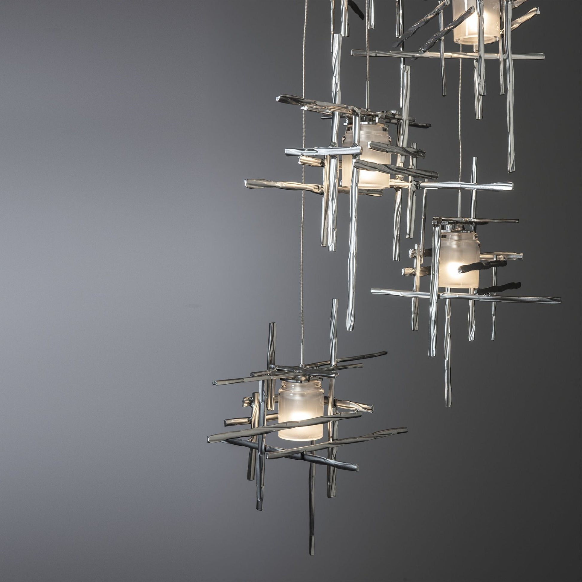 Tura 5-Light Frosted Glass Pendant 5-Light Cast Glass (YC) in Sterling