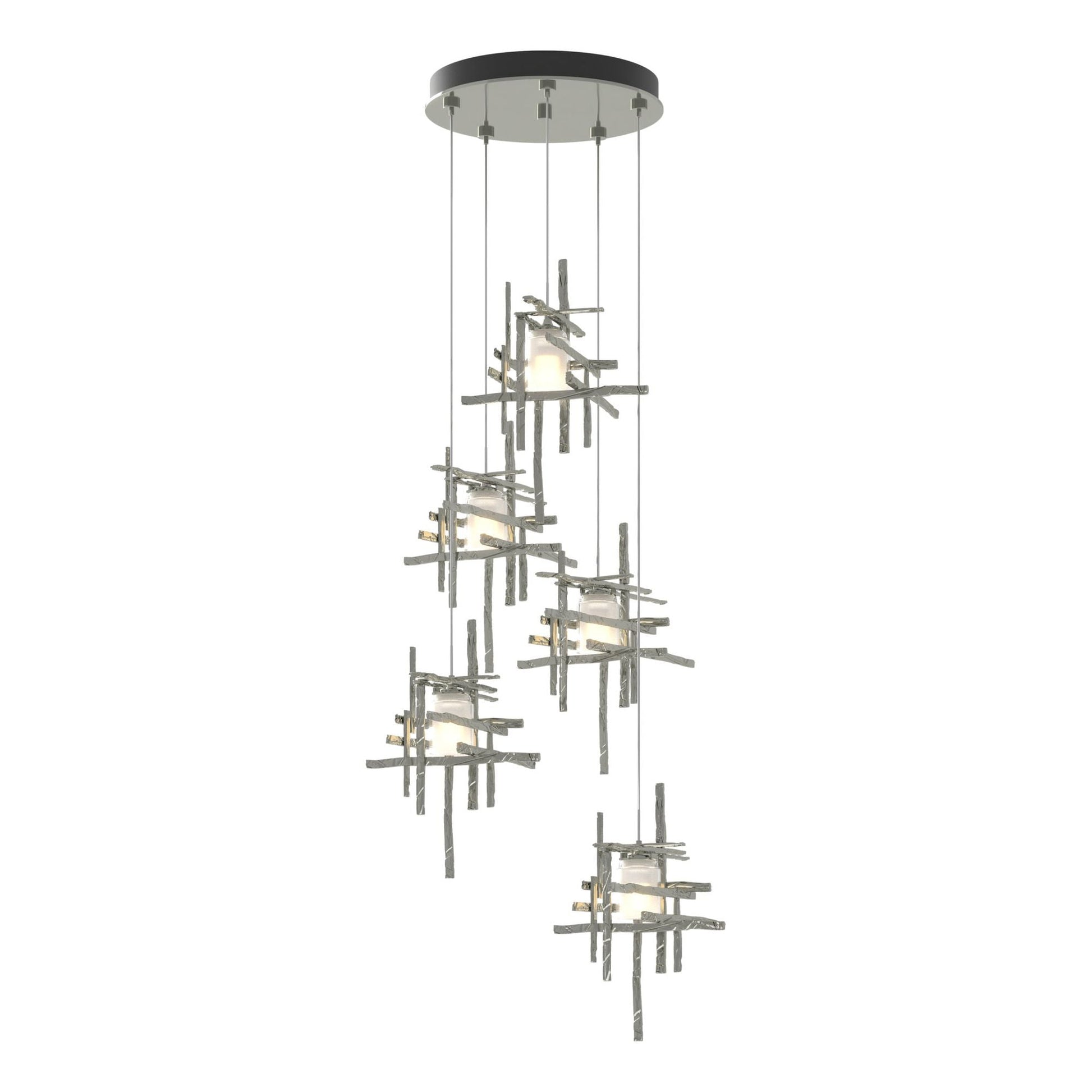 Tura 5-Light Frosted Glass Pendant 5-Light Cast Glass (YC) in Sterling