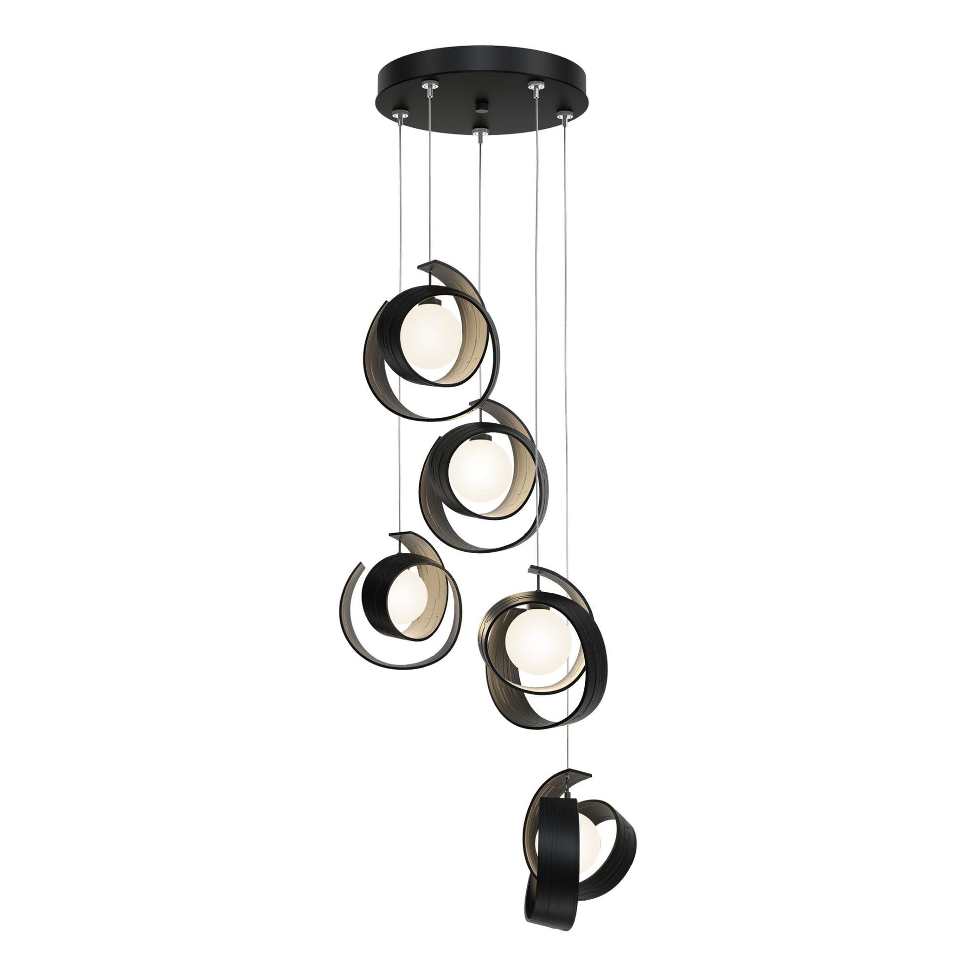 Riza 5-Light Pendant 5-Light Opal Glass (GG) in Black