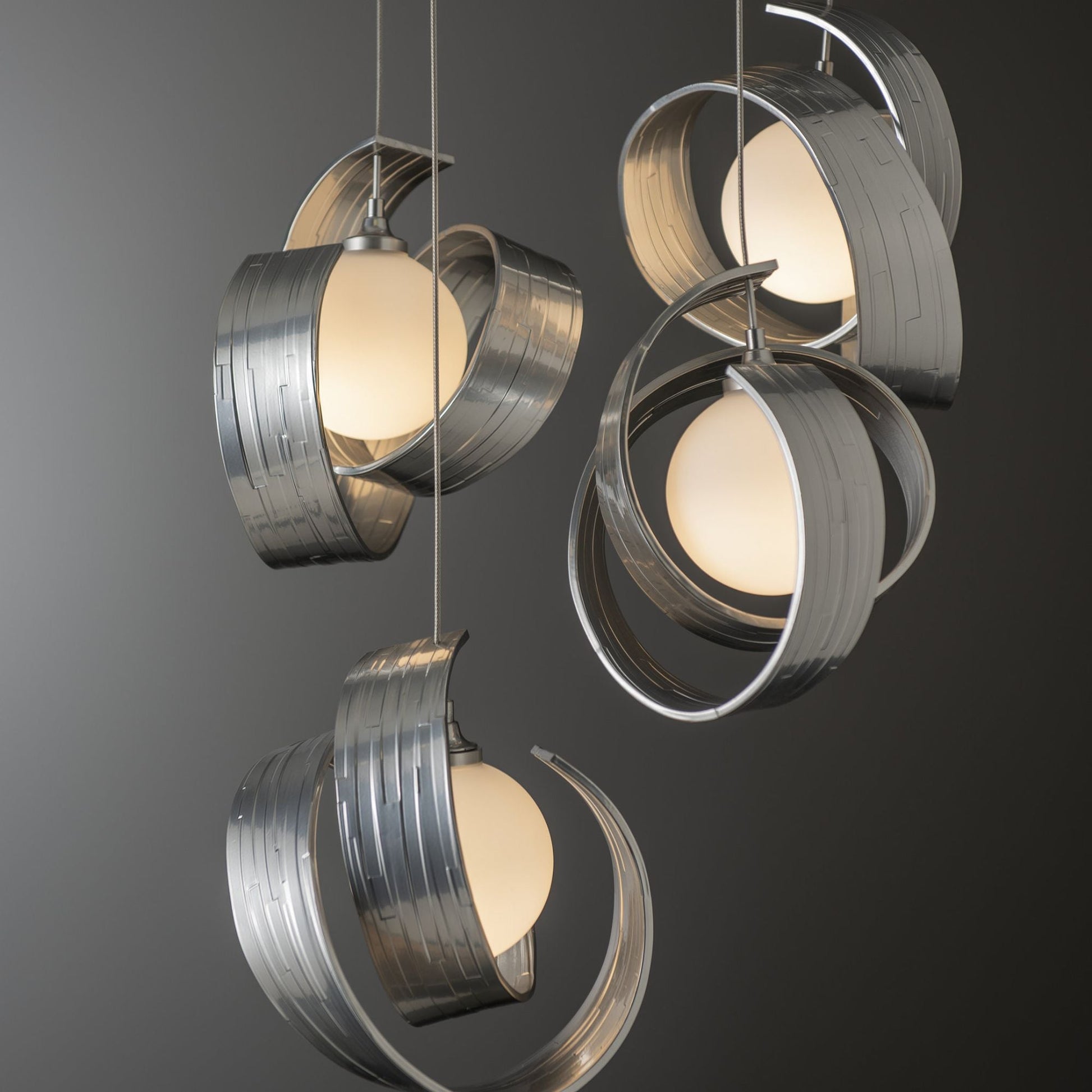 Riza 5-Light Pendant 5-Light Opal Glass (GG) in Sterling