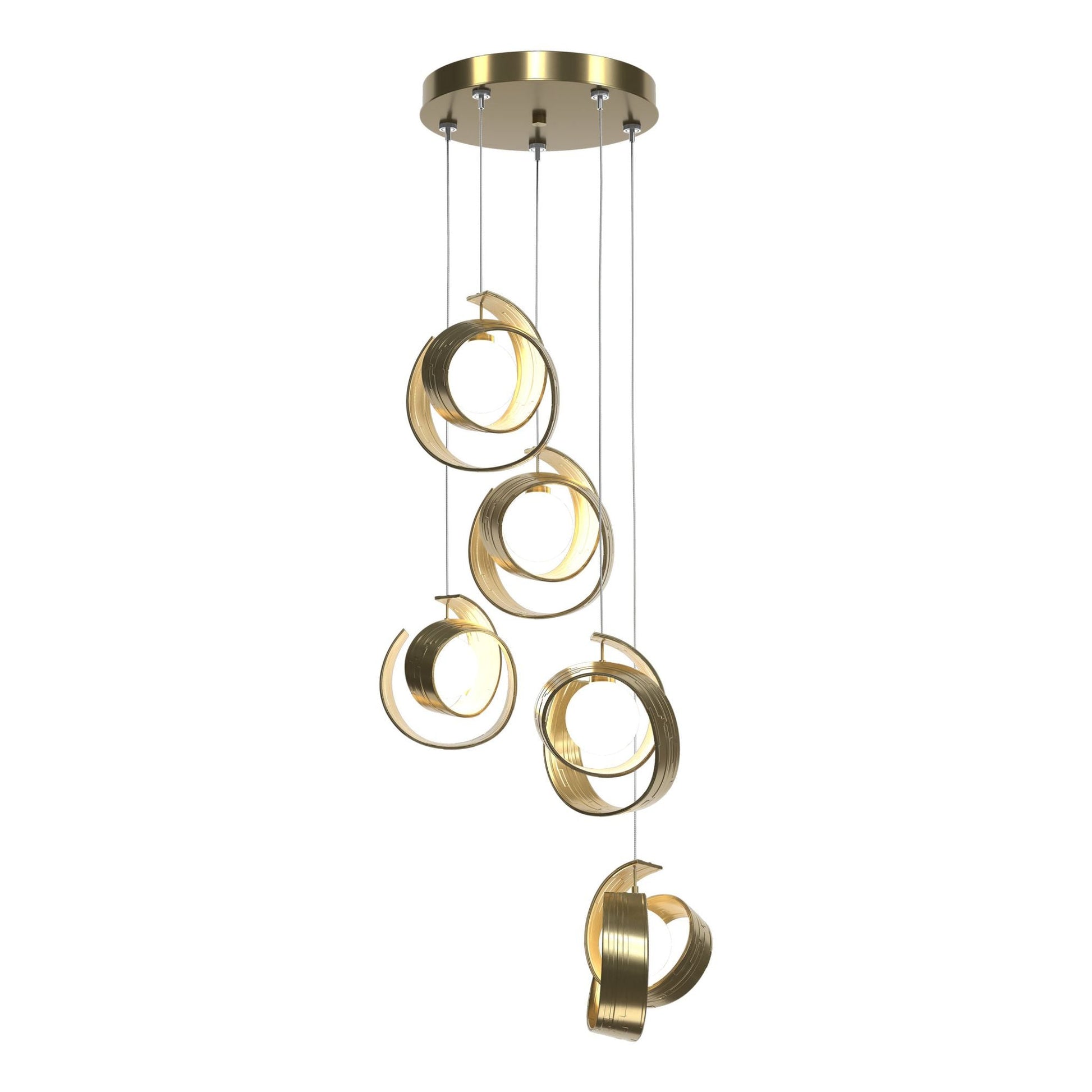 Riza 5-Light Pendant 5-Light Opal Glass (GG) in Modern Brass