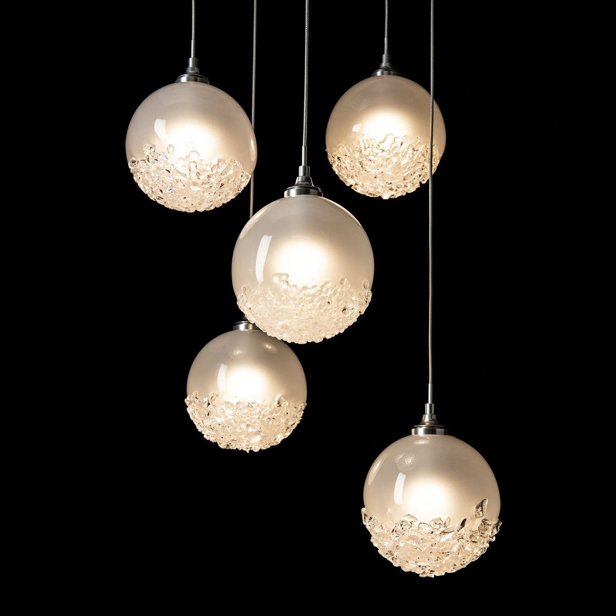 Fritz Globe 5-Light Pendant 5-Light Frosted Glass (FD) in Sterling