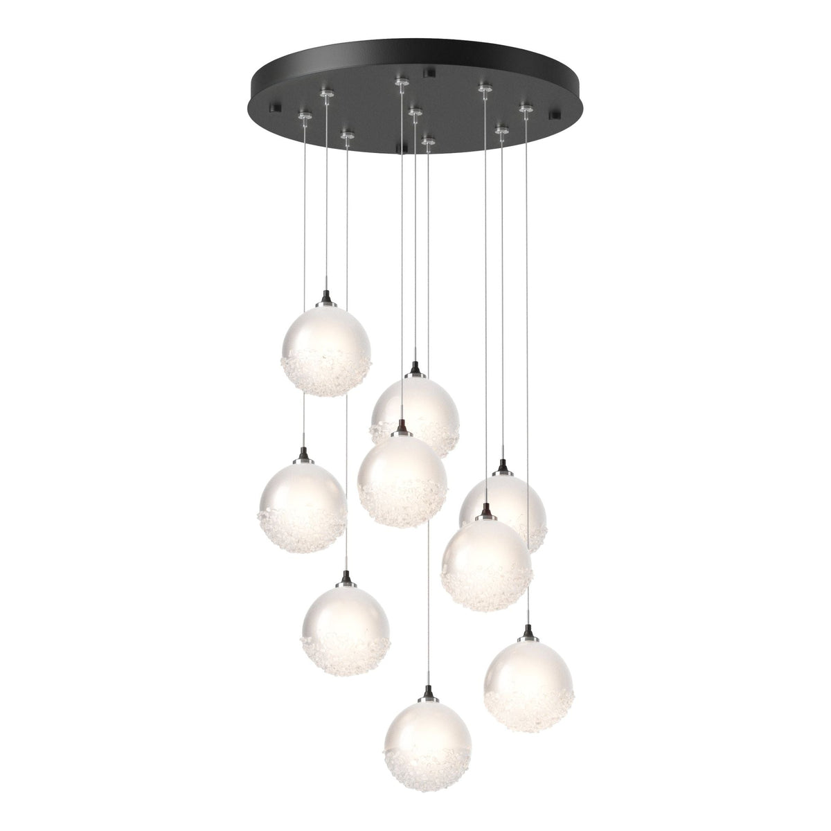 Fritz Globe 9-Light Pendant 9-Light Frosted Glass (FD) in Black