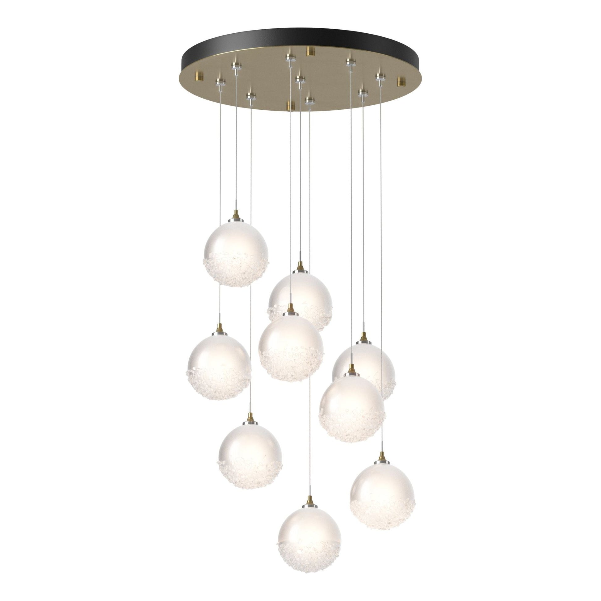 Fritz Globe 9-Light Pendant 9-Light Frosted Glass (FD) in Modern Brass