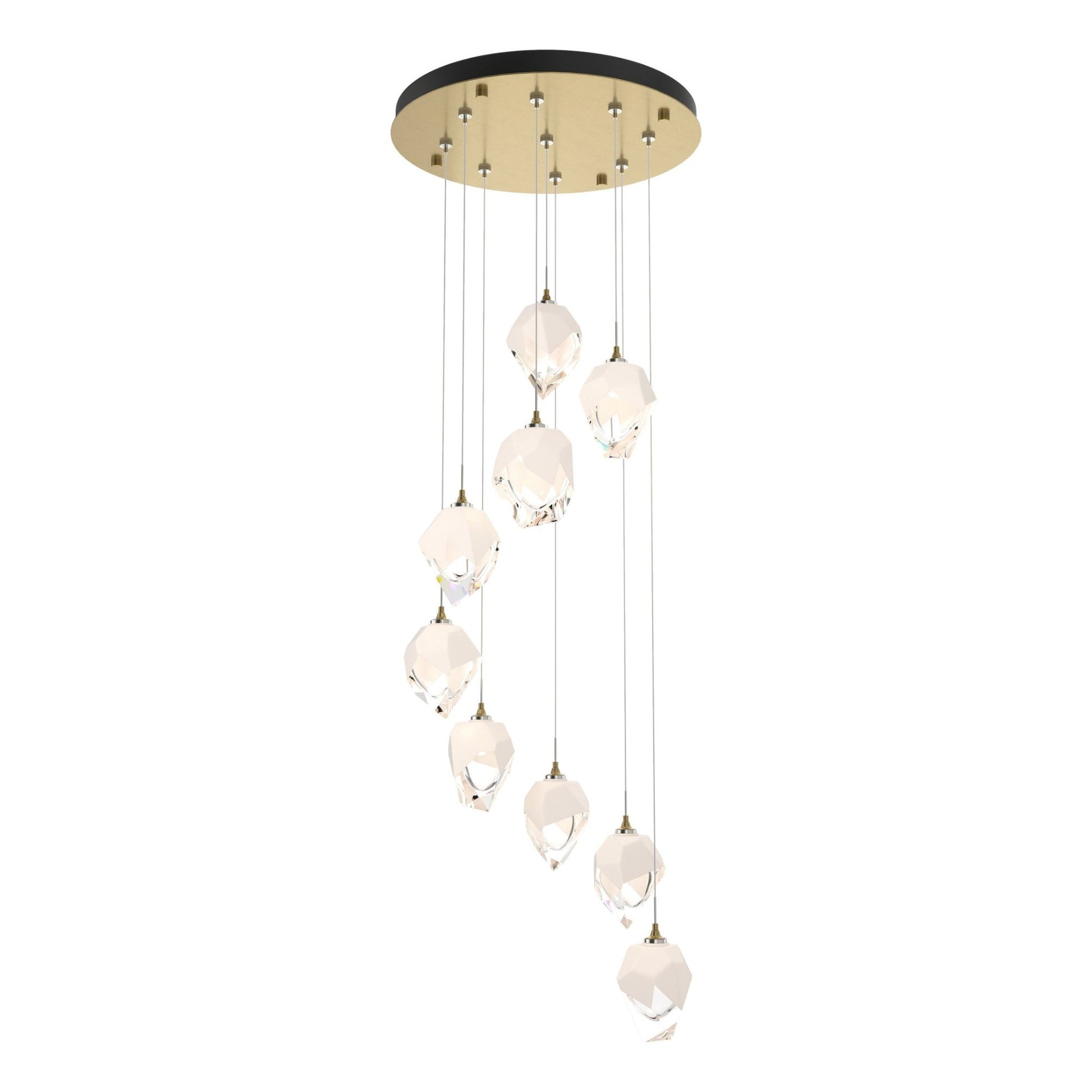 Chrysalis 9-Light Small Crystal Pendant 9-Light White Crystal (WP) in Modern Brass