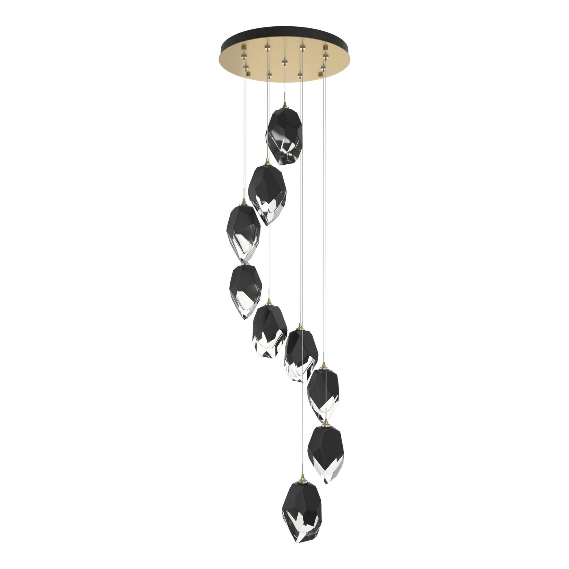 Chrysalis 9-Light Large Crystal Pendant 9-Light Black Crystal (BP) in Modern Brass