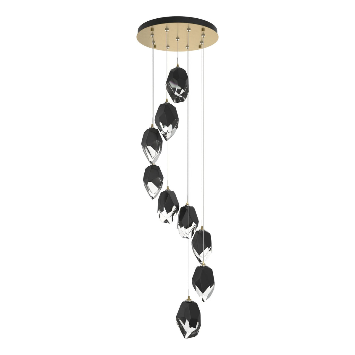 Chrysalis 9-Light Large Crystal Pendant 9-Light Black Crystal (BP) in Modern Brass
