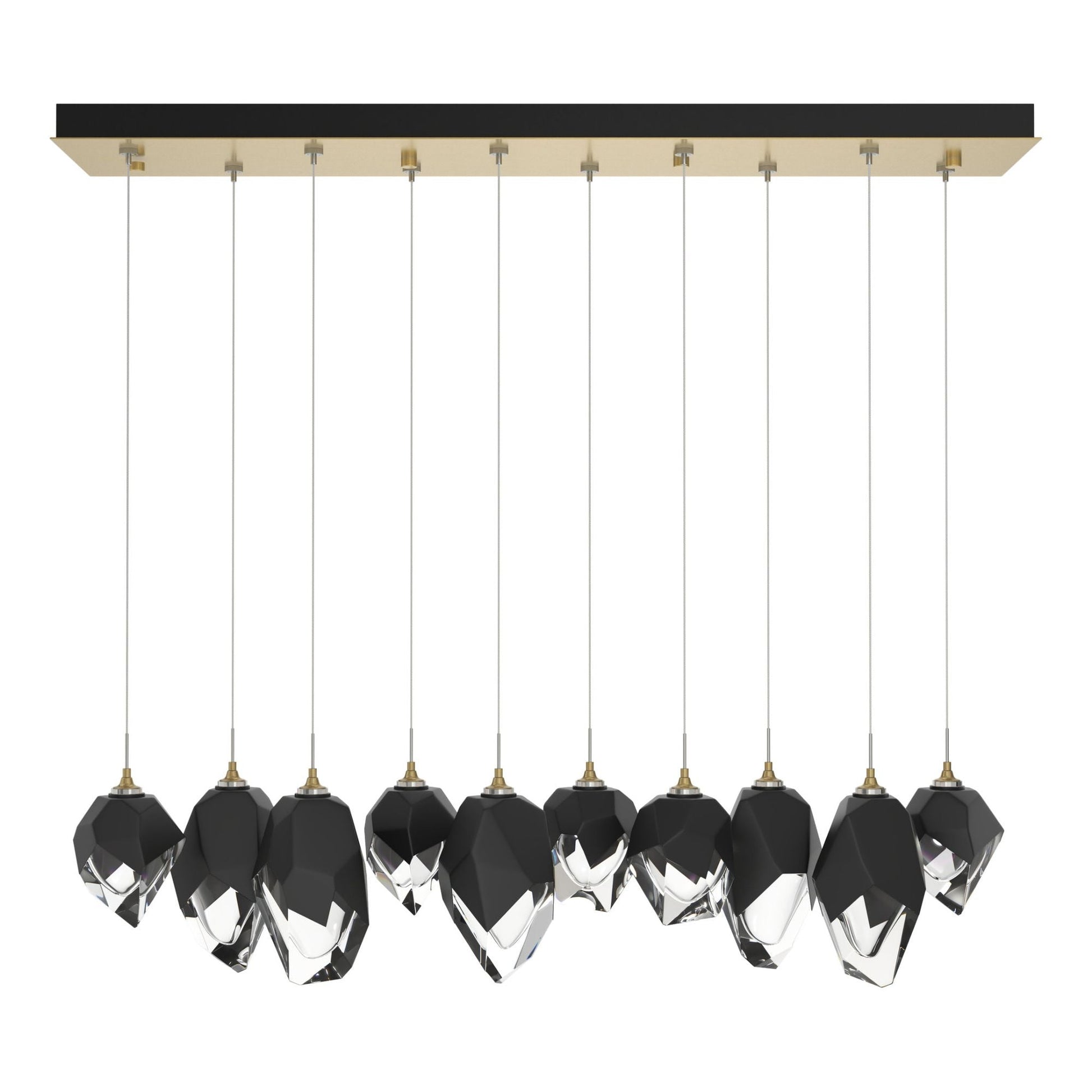 Chrysalis 10-Light Mixed Crystal Pendant 10-Light Black Crystal (BP) in Modern Brass