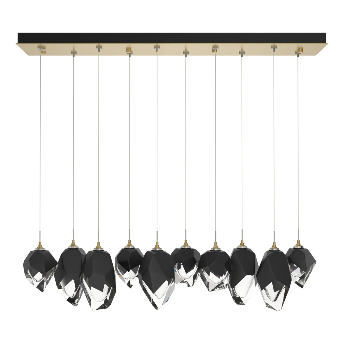 Chrysalis 10-Light Mixed Crystal Pendant 10-Light Black Crystal (BP) in Modern Brass