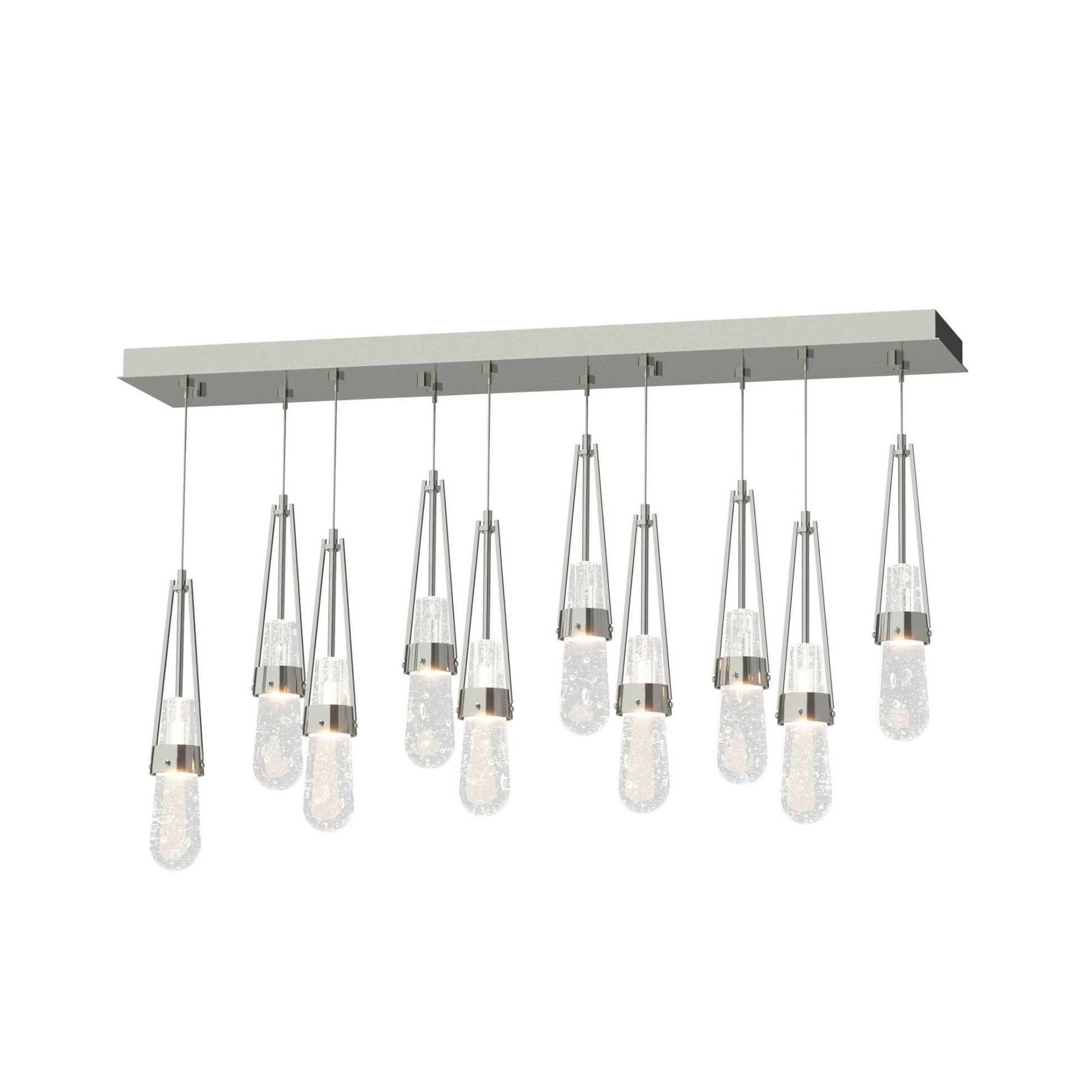 Link 10-Light Blown Glass Pendant 10-Light Clear Bubble Glass (YG) in Sterling
