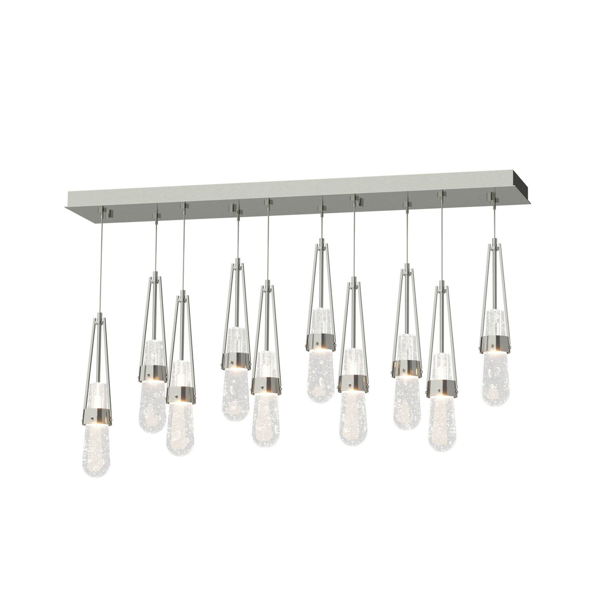 Link 10-Light Blown Glass Pendant 10-Light Clear Bubble Glass (YG) in Sterling