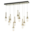 Link 10-Light Blown Glass Pendant 10-Light Clear Bubble Glass (YG) in Modern Brass