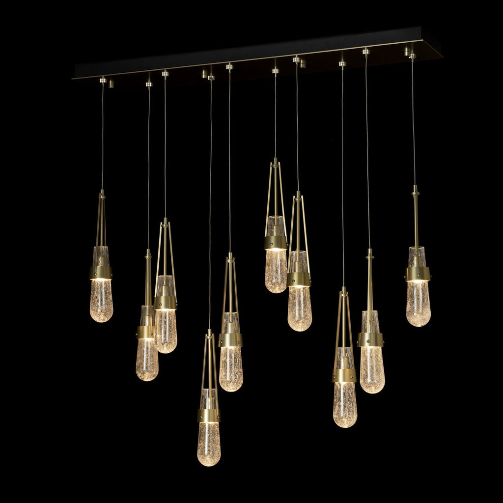 Link 10-Light Blown Glass Pendant 10-Light Clear Bubble Glass (YG) in Modern Brass