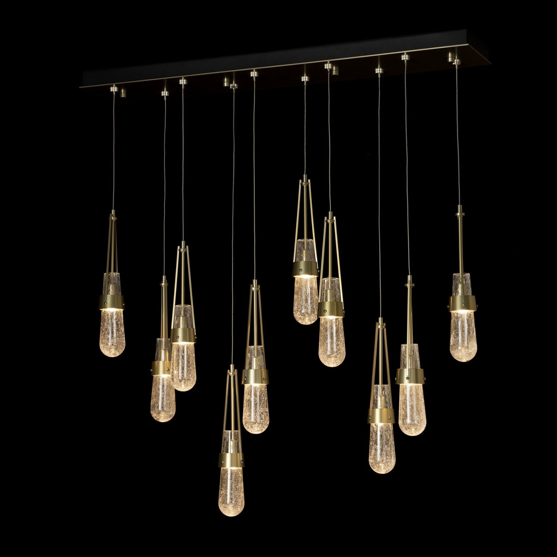 Link 10-Light Blown Glass Pendant 10-Light Clear Bubble Glass (YG) in Modern Brass