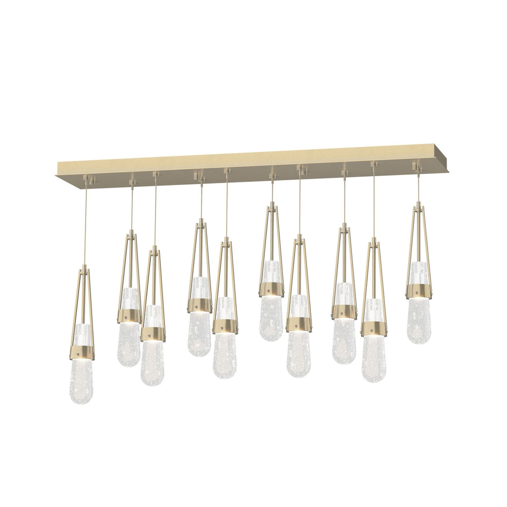 Link 10-Light Blown Glass Pendant 10-Light Clear Bubble Glass (YG) in Modern Brass