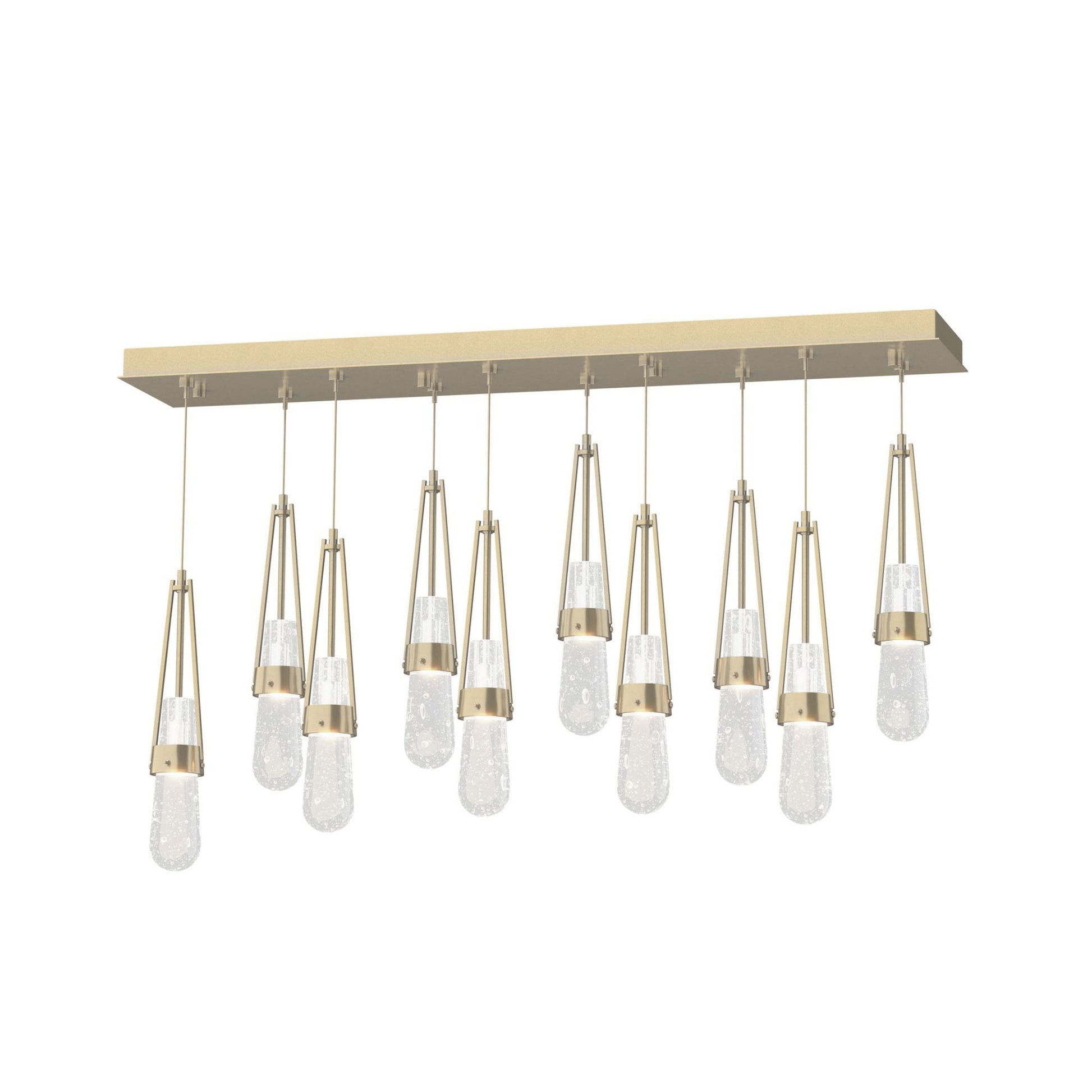 Link 10-Light Blown Glass Pendant 10-Light Clear Bubble Glass (YG) in Modern Brass