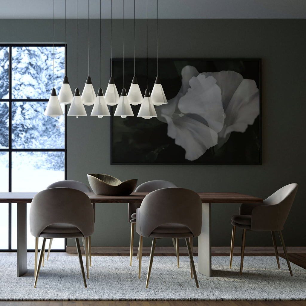 Mobius 10-Light Pendant 10-Light Spun Frost (SH) in Black