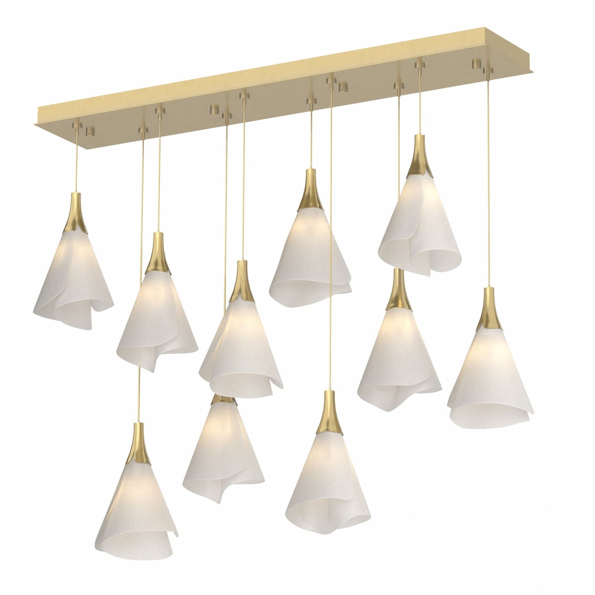 Mobius 10-Light Pendant 10-Light Spun Frost (SH) in Modern Brass