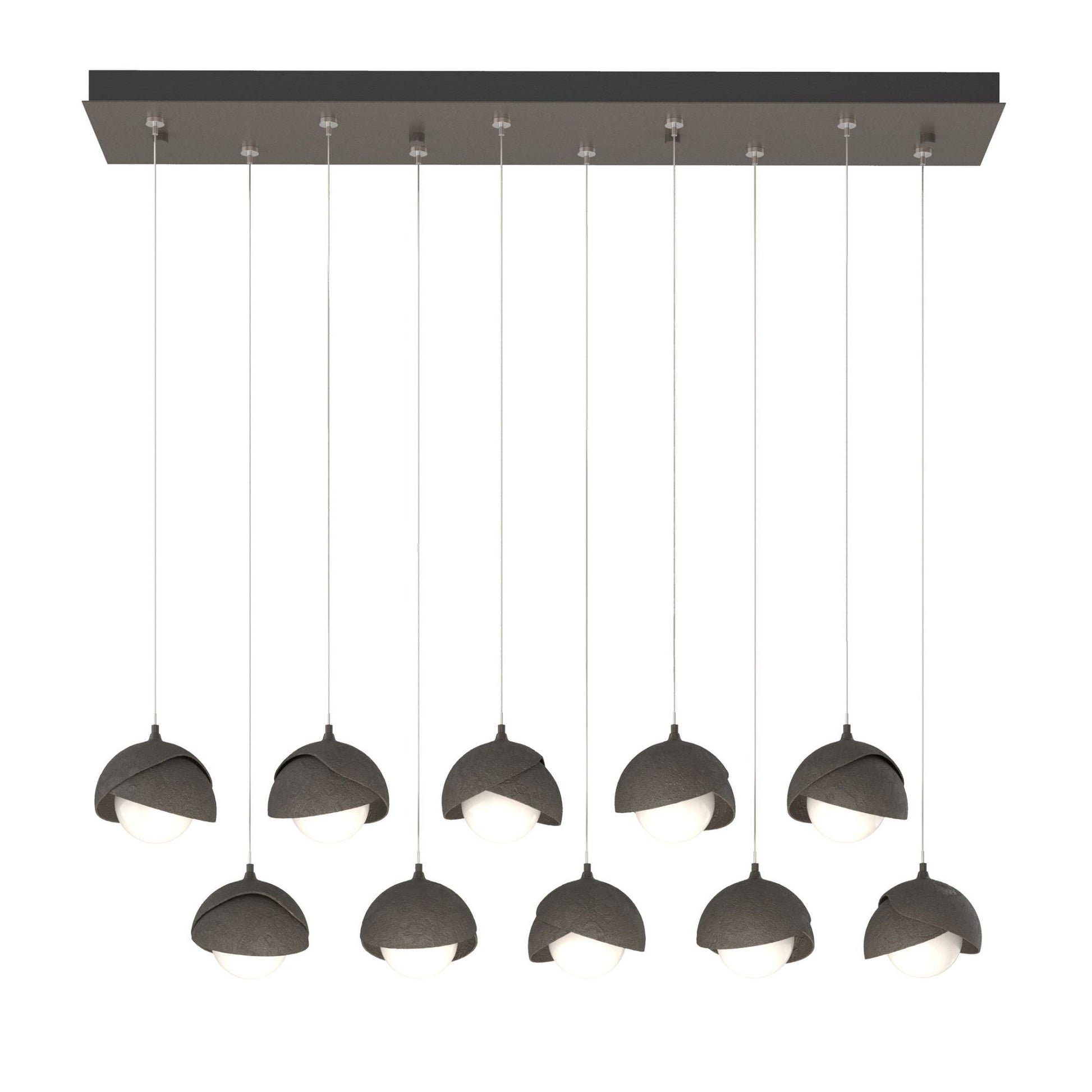 Brooklyn 10-Light Double Shade Pendant 10-Light Dark Smoke Accent Opal Glass (GG) in Dark Smoke