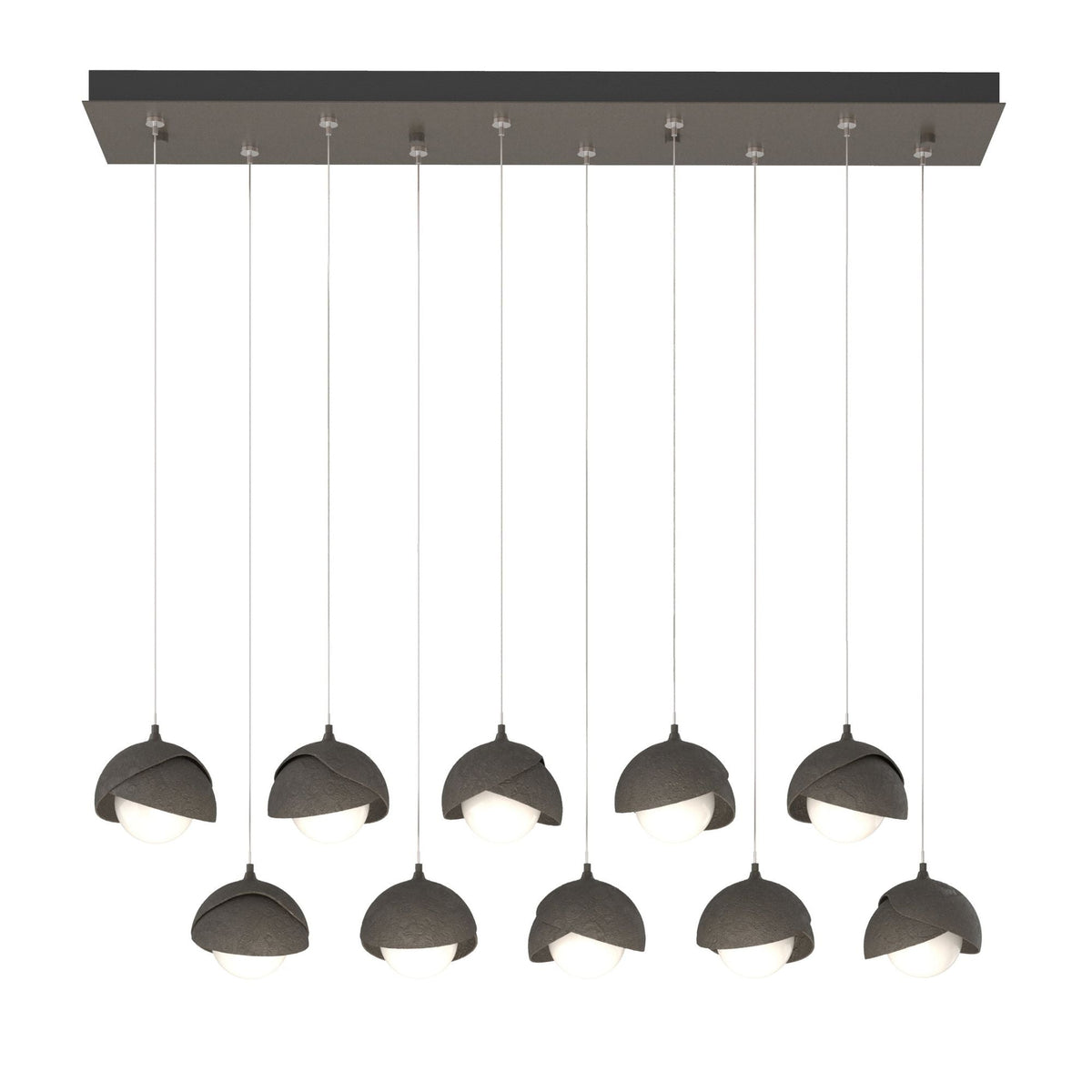 Brooklyn 10-Light Double Shade Pendant 10-Light Dark Smoke Accent Opal Glass (GG) in Dark Smoke