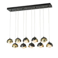 Brooklyn 10-Light Double Shade Pendant 10-Light Modern Brass Accent Opal Glass (GG) in Black