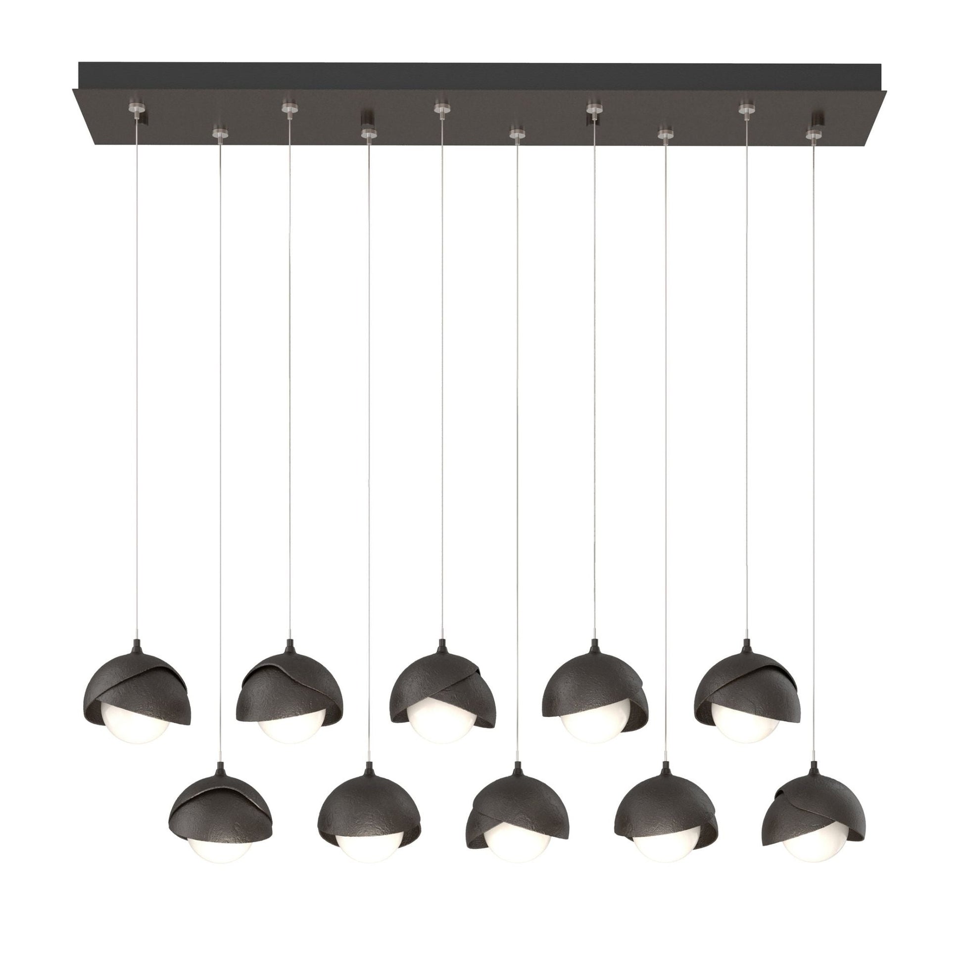 Brooklyn 10-Light Double Shade Pendant 10-Light Oil Rubbed Bronze Accent Opal Glass (GG) in Oil Rubbed Bronze