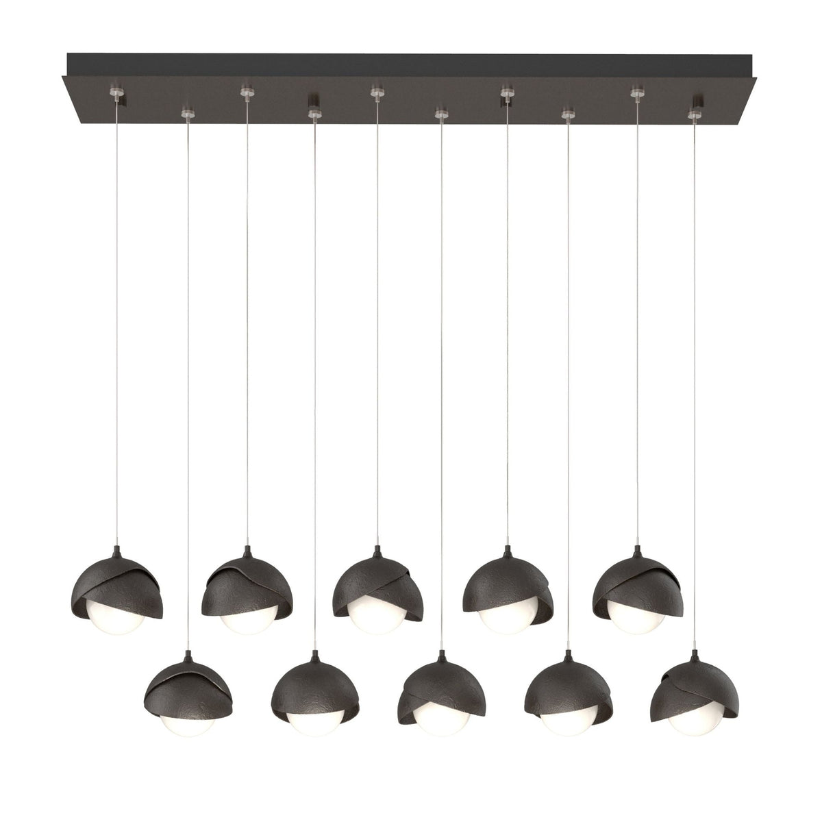 Brooklyn 10-Light Double Shade Pendant 10-Light Oil Rubbed Bronze Accent Opal Glass (GG) in Oil Rubbed Bronze