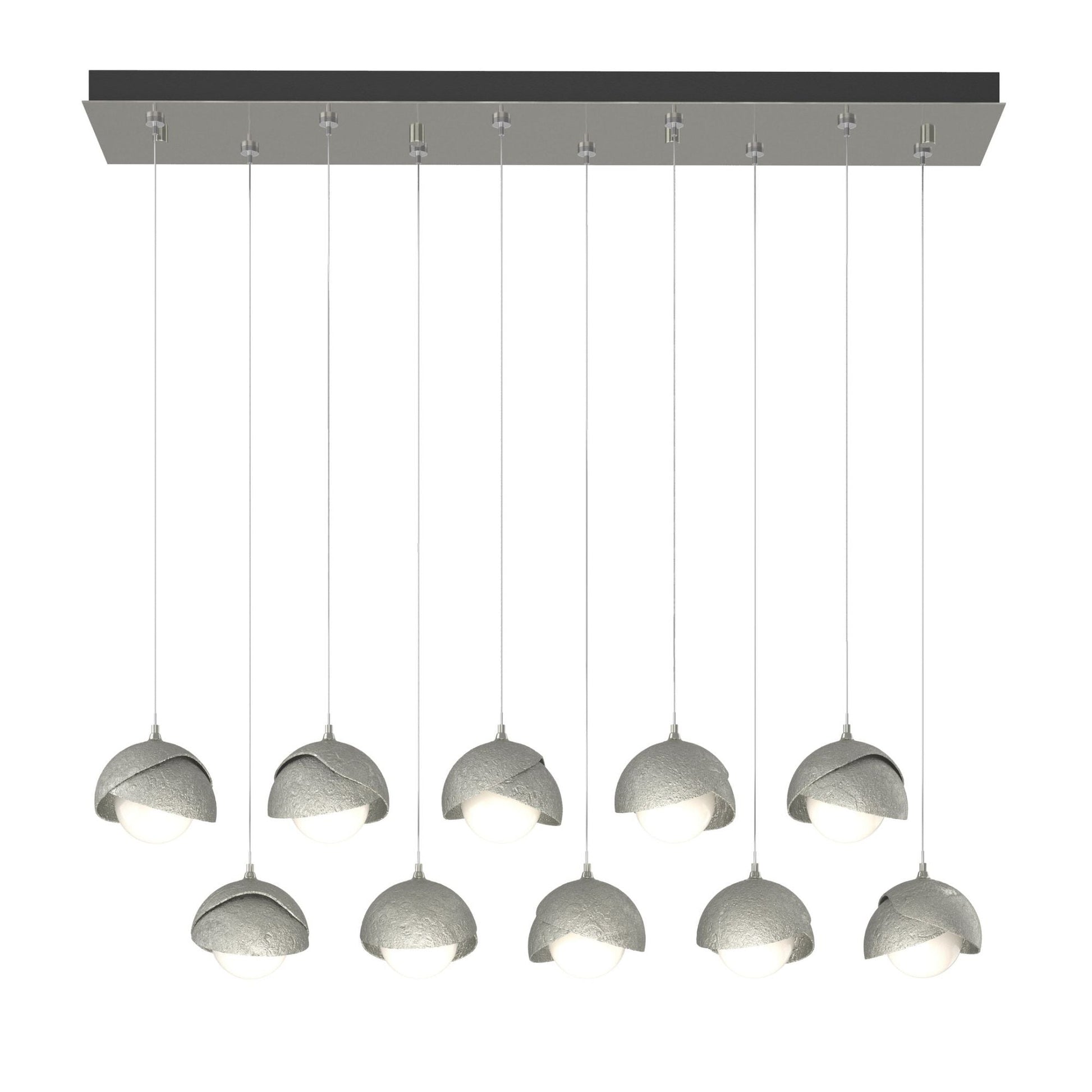 Brooklyn 10-Light Double Shade Pendant 10-Light Sterling Accent Opal Glass (GG) in Sterling