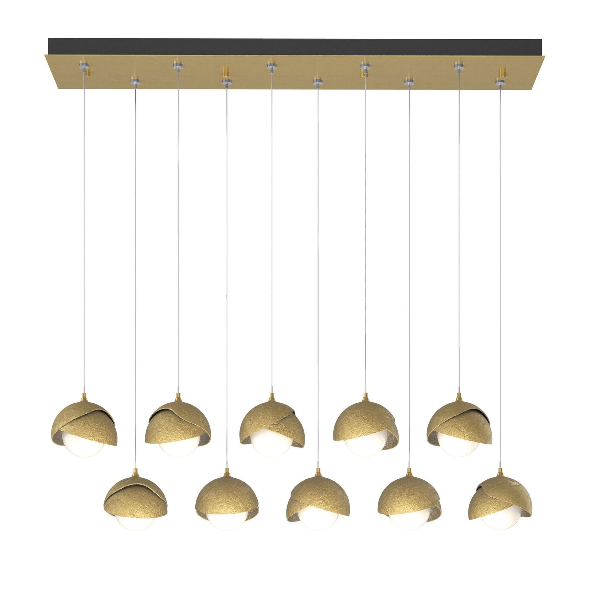 Brooklyn 10-Light Double Shade Pendant 10-Light Modern Brass Accent Opal Glass (GG) in Modern Brass