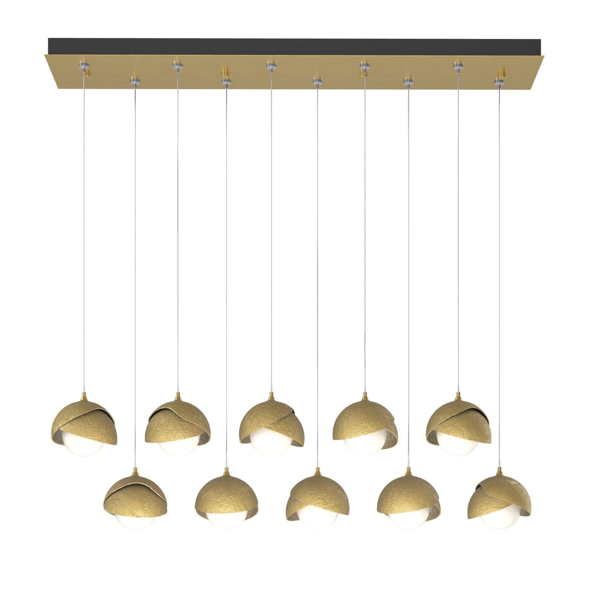 Brooklyn 10-Light Double Shade Pendant 10-Light Modern Brass Accent Opal Glass (GG) in Modern Brass