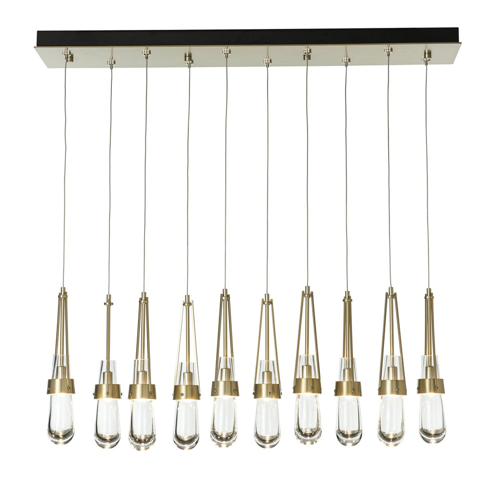 Link 10-Light Clear Glass Pendant 10-Light Clear Glass (ZM) in Modern Brass