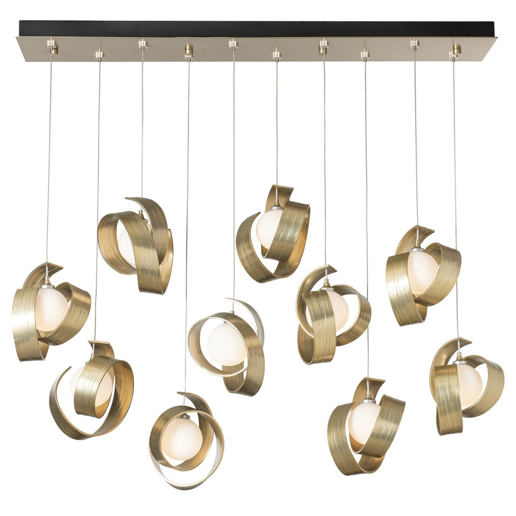 Riza 10-Light Pendant 10-Light Opal Glass (GG) in Modern Brass