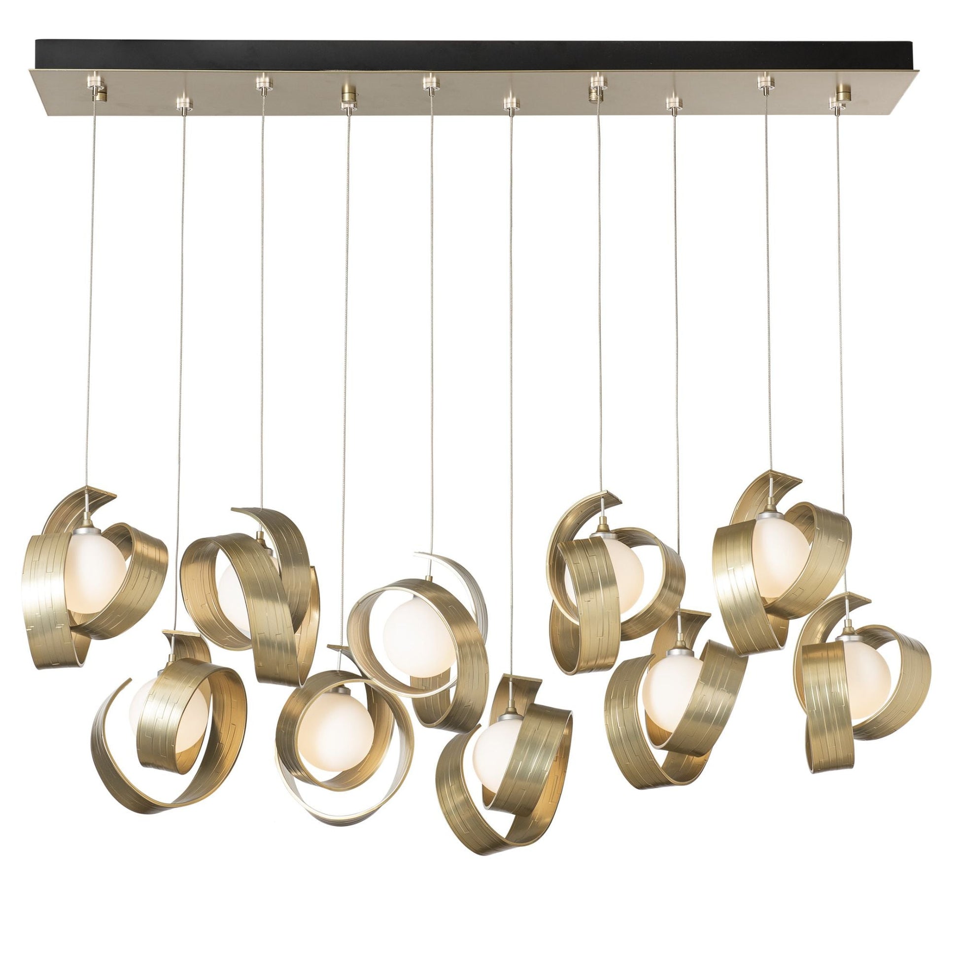 Riza 10-Light Pendant 10-Light Opal Glass (GG) in Modern Brass