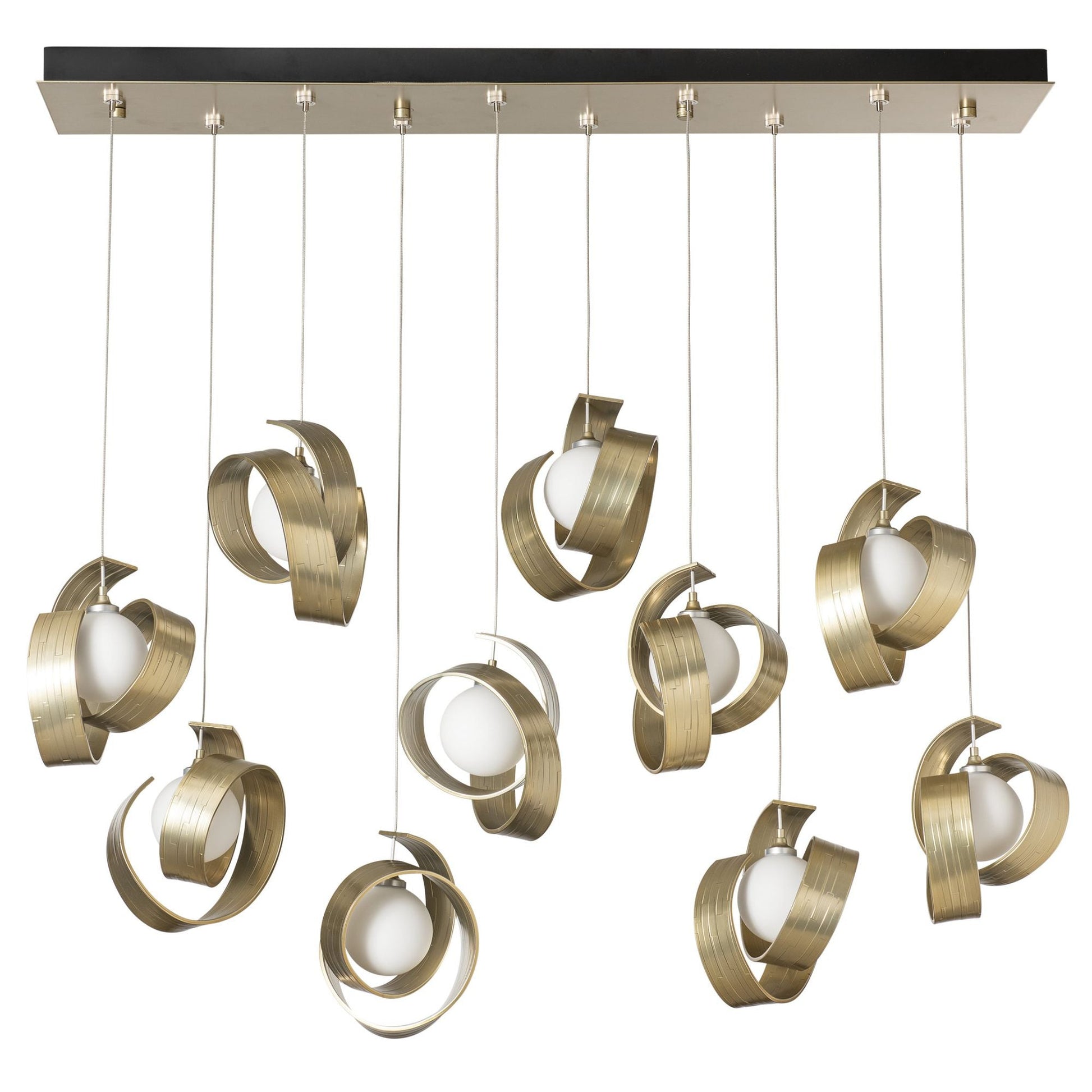 Riza 10-Light Pendant 10-Light Opal Glass (GG) in Modern Brass