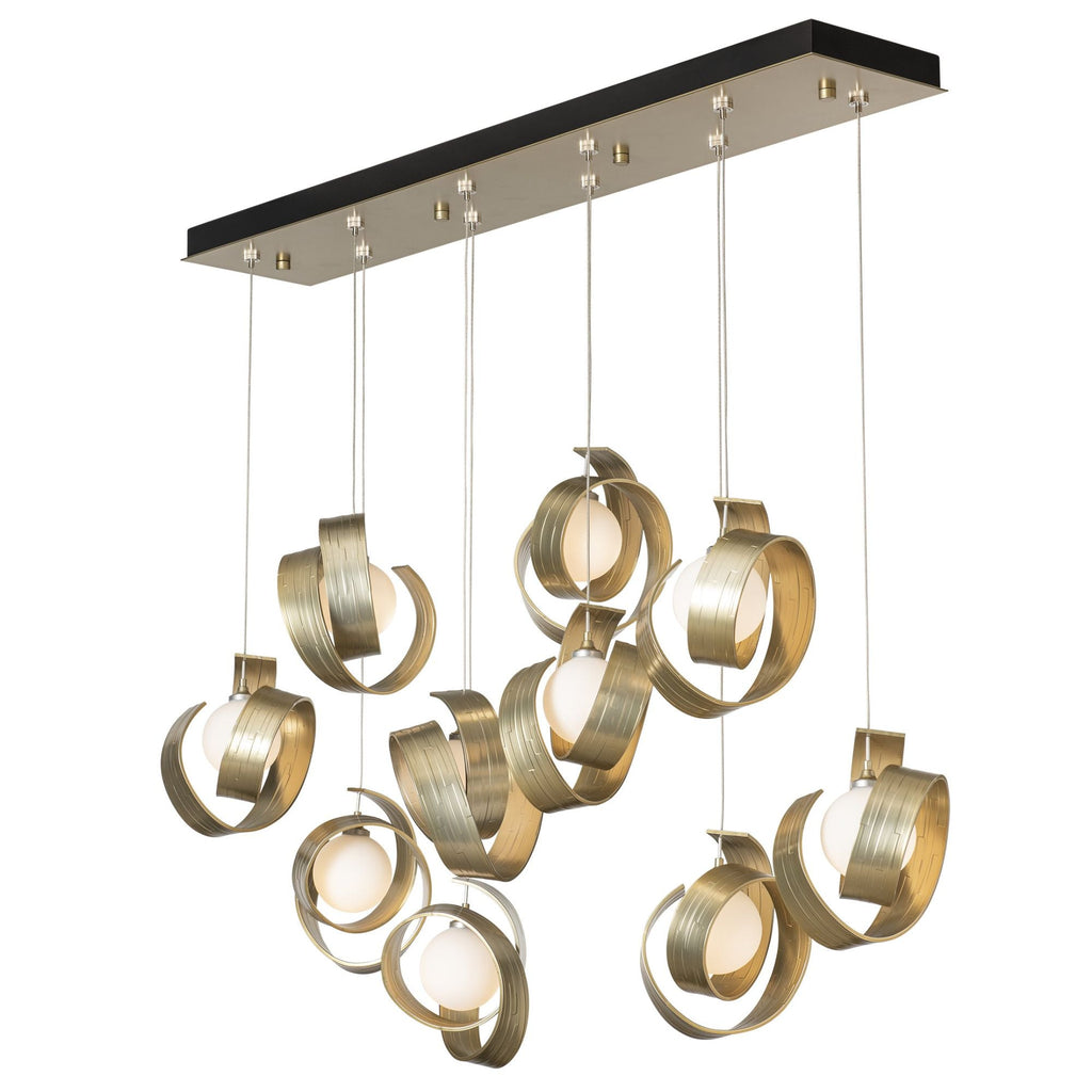 Riza 10-Light Pendant 10-Light Opal Glass (GG) in Modern Brass