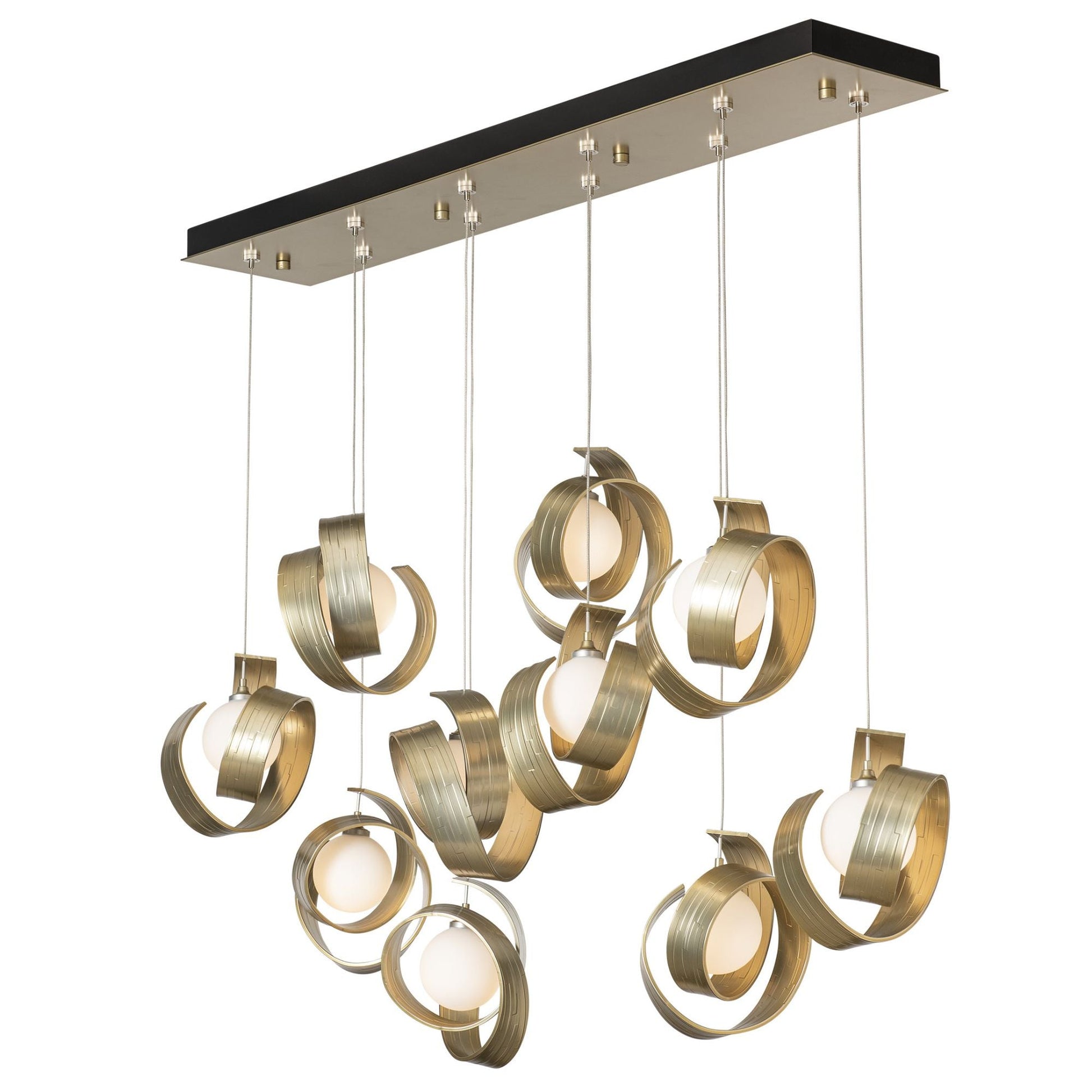 Riza 10-Light Pendant 10-Light Opal Glass (GG) in Modern Brass