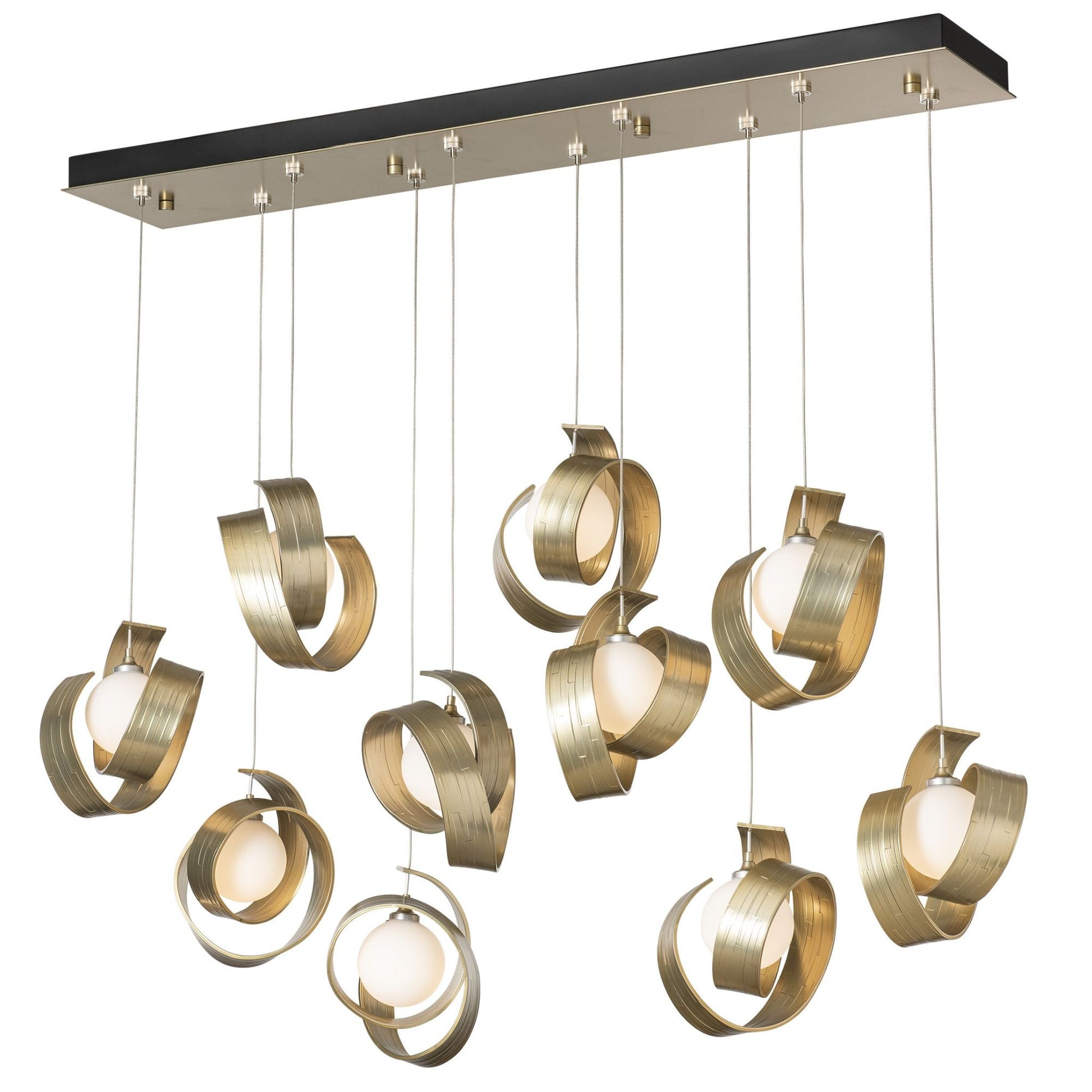 Riza 10-Light Pendant 10-Light Opal Glass (GG) in Modern Brass